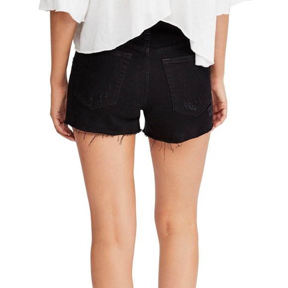 Free People Womens Black Denim Sofia Cutoff Shorts - Picture 4 of 14